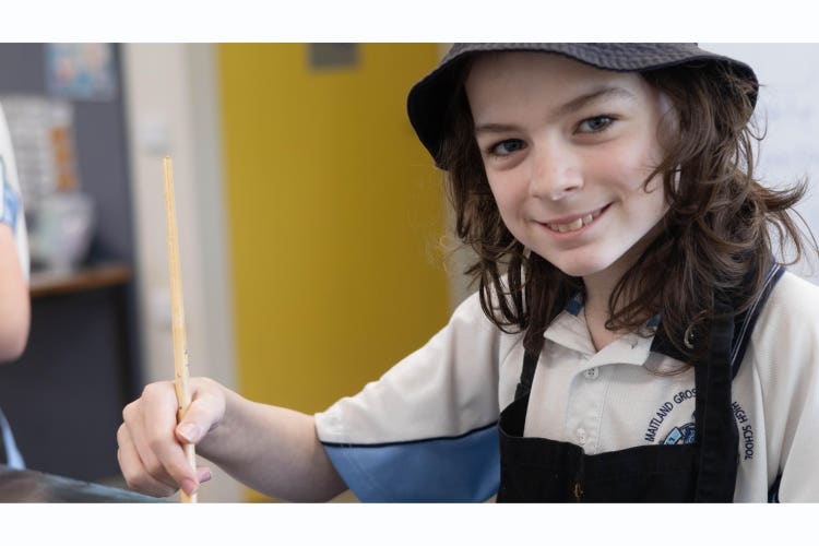 A student in an art class.