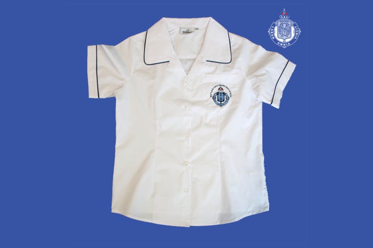 Junior Girls White Blouse Navy Piping